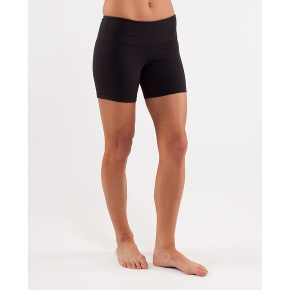 Lululemon Groove Black Mid Rise Active Athletic Gym Yoga Shorts Women's Size 10 - Picture 1 of 5